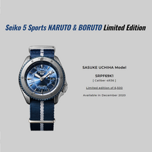Load image into Gallery viewer, Seiko 2020 x "NARUTO & BORUTO" SASUKE UCHIHA Seiko 5 Sport Limited Edition SRPF69K1