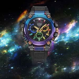 Casio G Shock 2024 Metal Twisted G Shock MTG GALAXY Carbon & Steel Bezel and Rainbow IP MTG-B3000DN