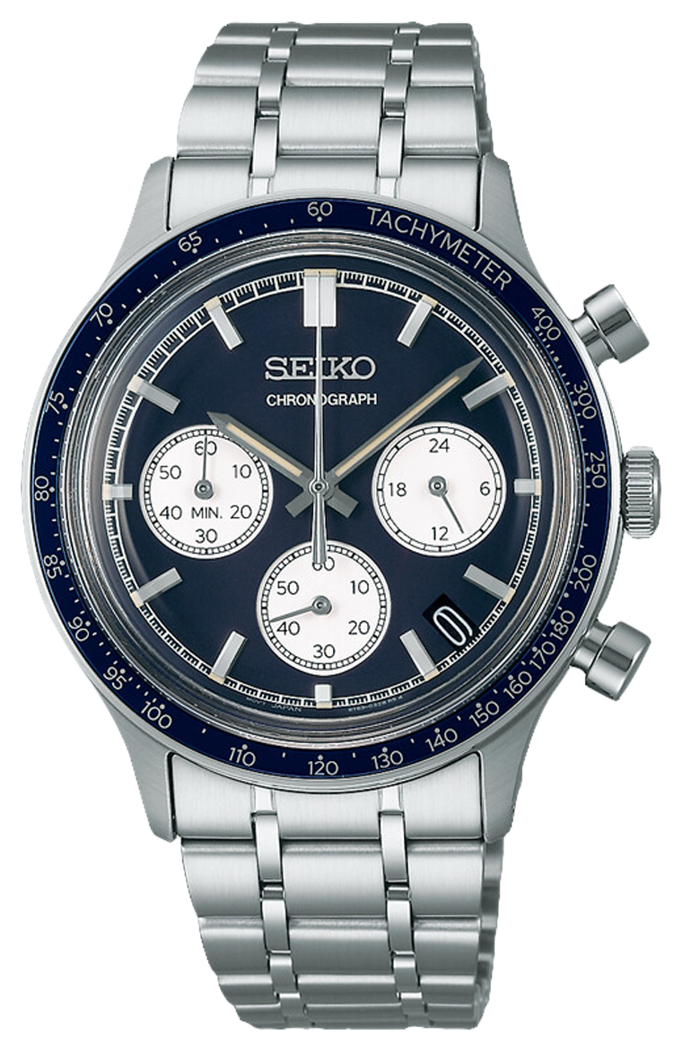 Seiko 2025 Sports Quartz Chronograph Collection Blue Dial Caliber 8T63 SSB477P1