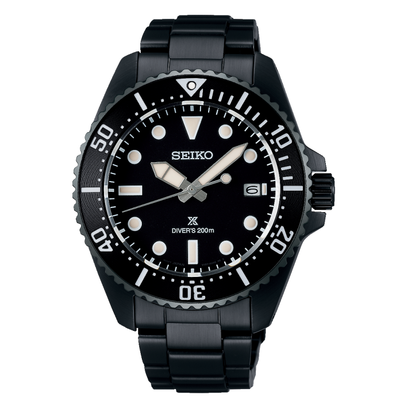 Seiko PROSPEX 2024 Solar Diver’s in All Black Style Caliber V157 SNE599P1