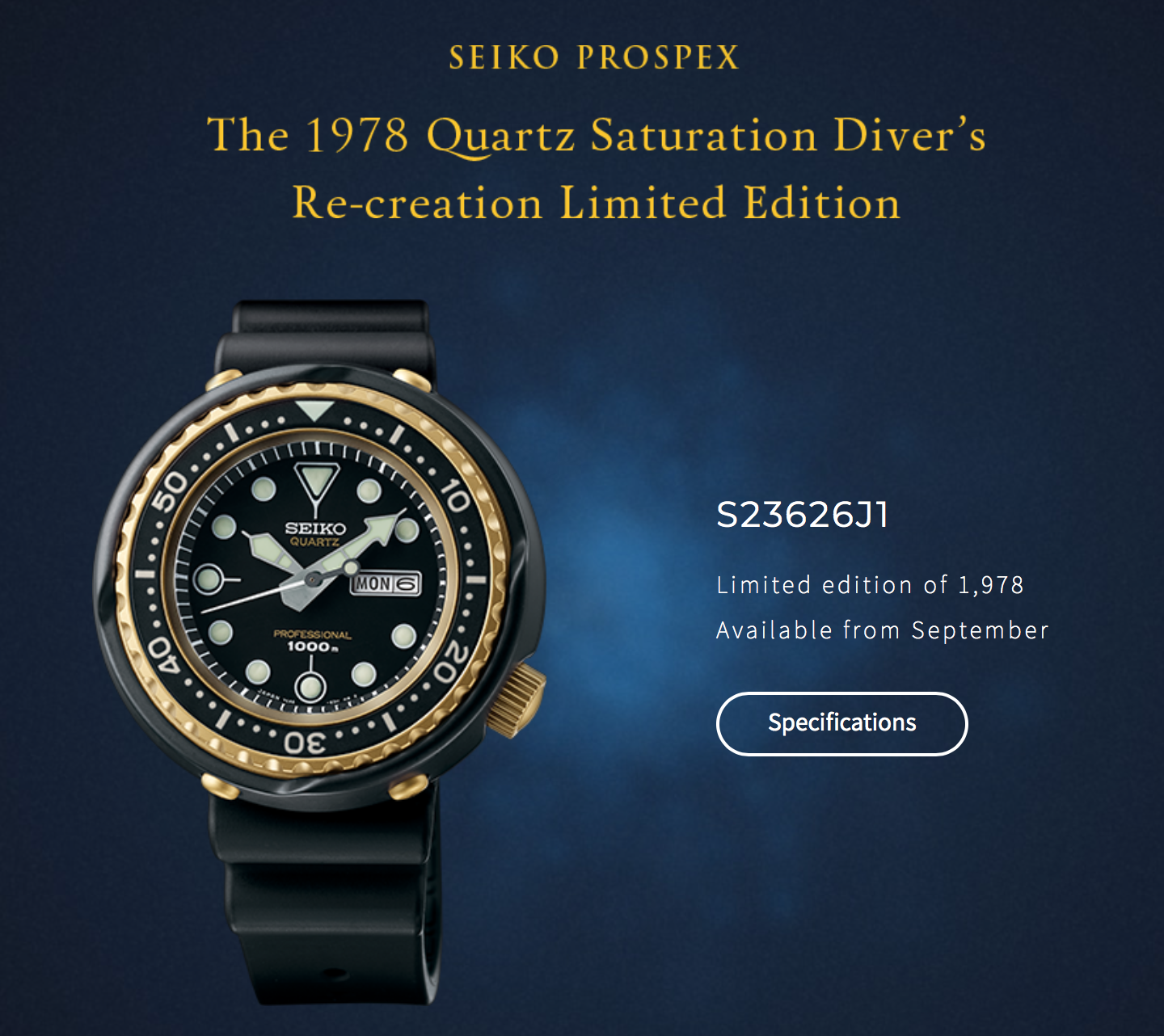 Seiko PROSPEX 2018 1000M GOLDEN TUNA Re editions S23626J1
