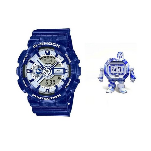 Casio G SHOCK 2022 China Blue Porcelain Series with G-FAMILY Figure Special Gift Box Set GA-110BWP-2APFQ