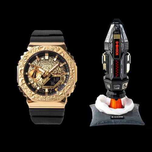 Casio G SHOCK 2021 GM-2100MG-1APFM with 3D Textured Gold IP Stainless Steel Bezel (CHINA Exclusive Rocketship Case Model)