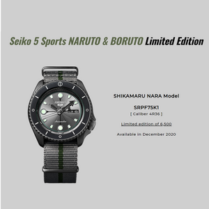 Seiko 2020 x "NARUTO & BORUTO" SHIKAMARU NARA Seiko 5 Sport Limited Edition SRPF75K1